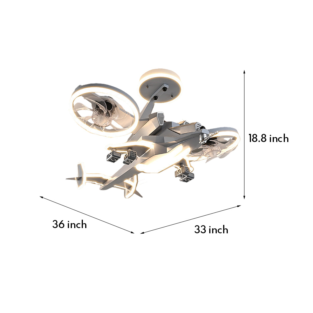 Fighter Jet Ceiling Fan Light with Inbuilt LED for Kids Room