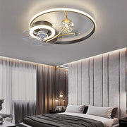 Modern Flush Mount Ceiling Fan with LED Light & Remote Control