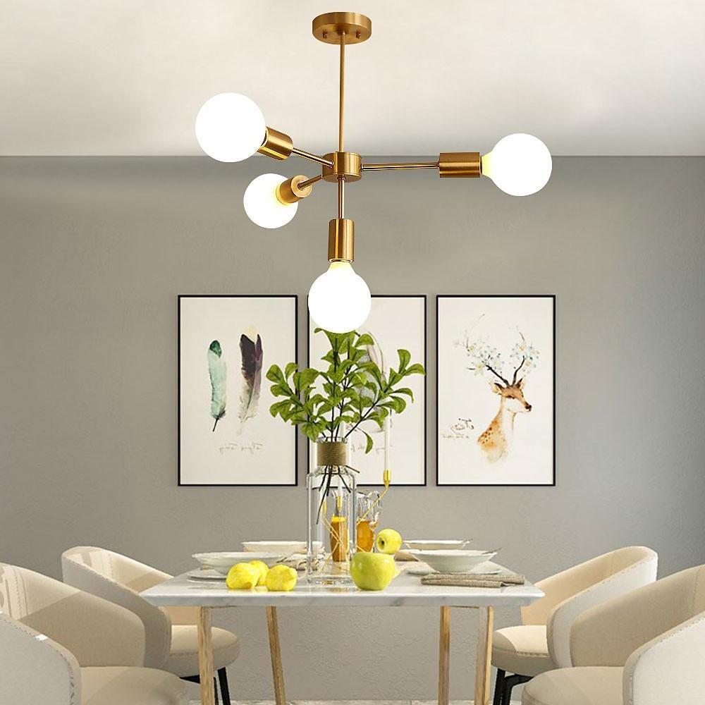 Modern Gold 4-Light Pendant – Industrial Iron Ceiling Fixture 27"