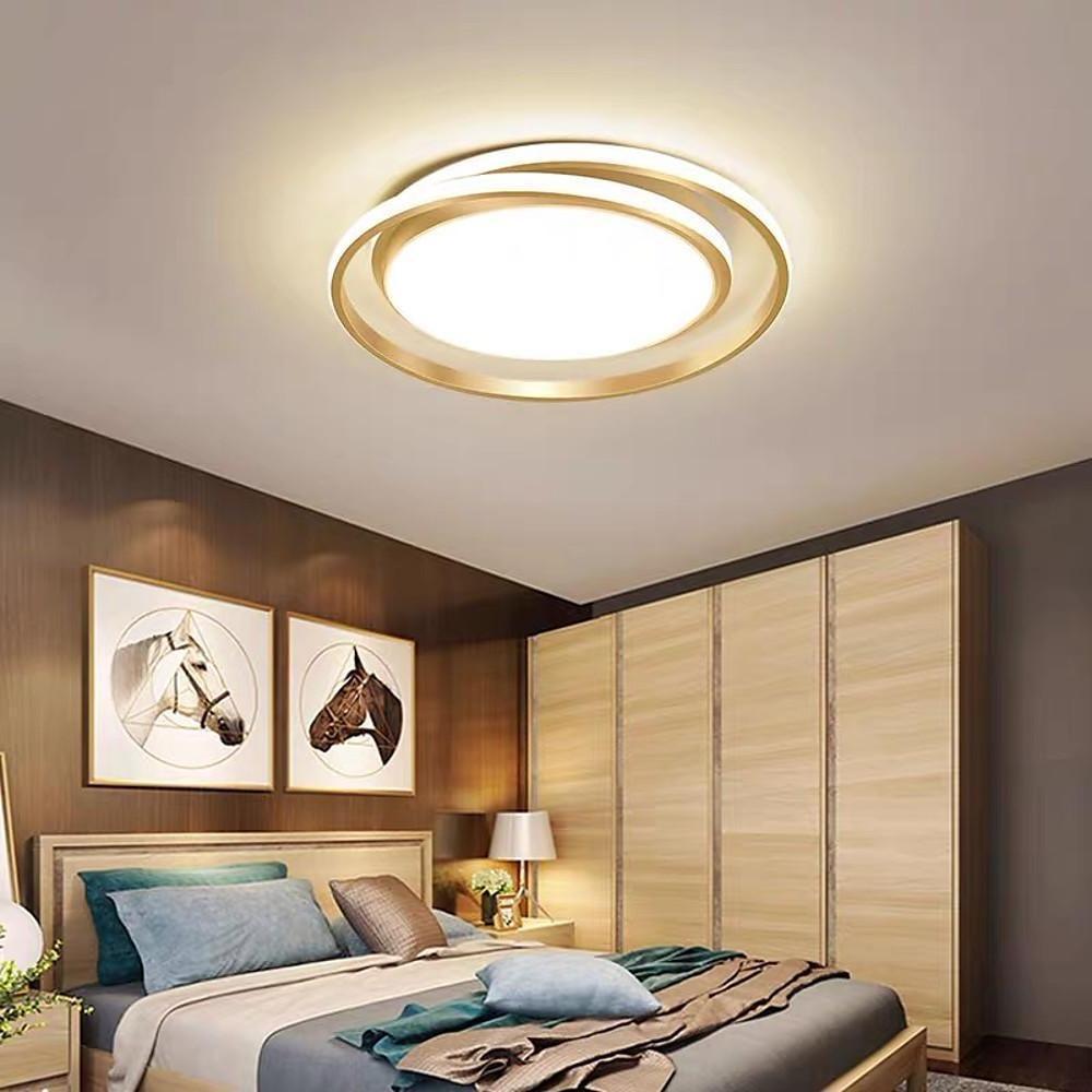 Modern Circular LED Flush Mount Ceiling Light - Black & Gold