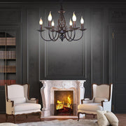 6-Light Candle Style Metal Chandelier - Rustic Industrial Design