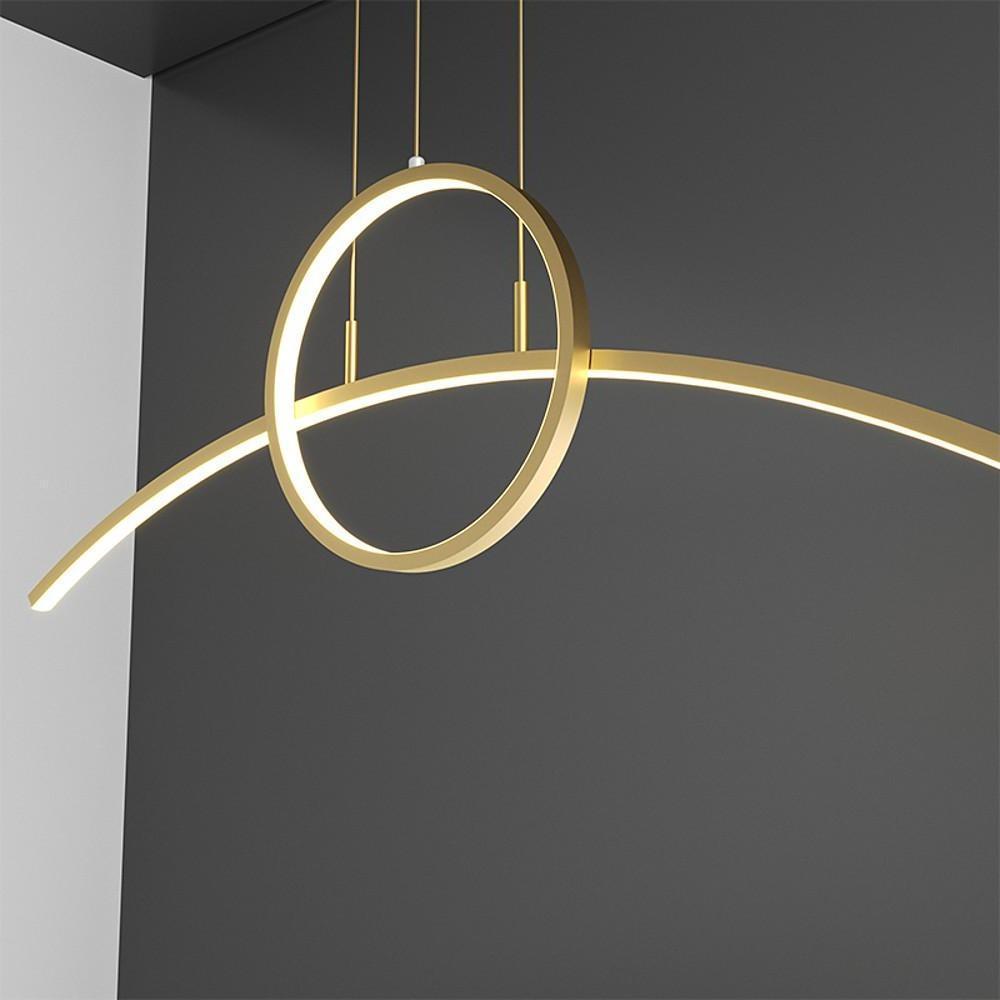 Modern Curved Circle Pendant Light Metal & PVC LED Dining Kitchen