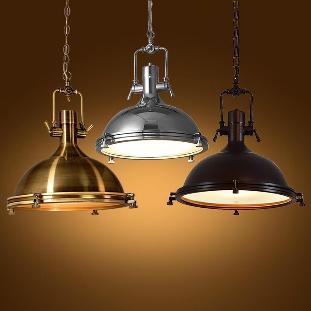 Industrial Lantern Metal Pendant Light with Adjustable Chain