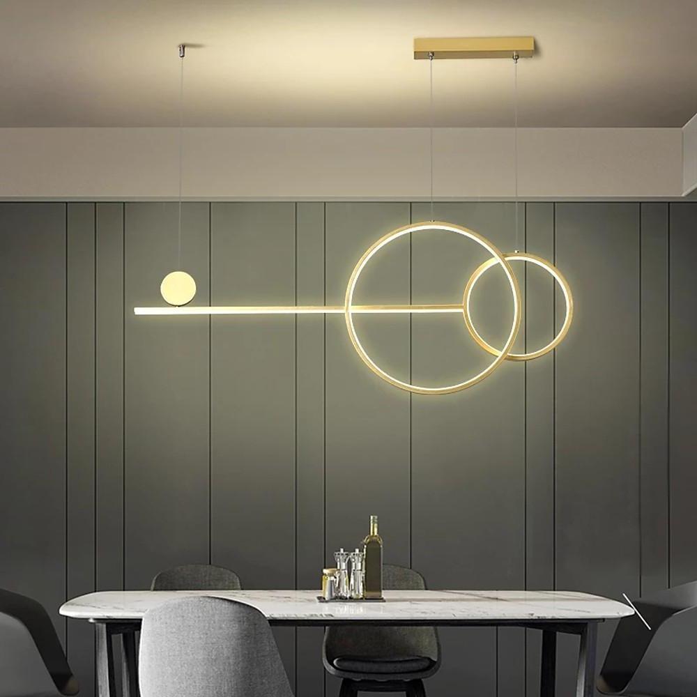 Modern Linear Pendant Light with Geometric Circles for Kitchen