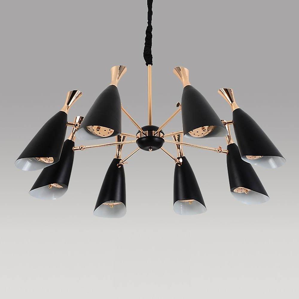 8-Light Nordic Chandelier – Electroplated Metal Candle Style