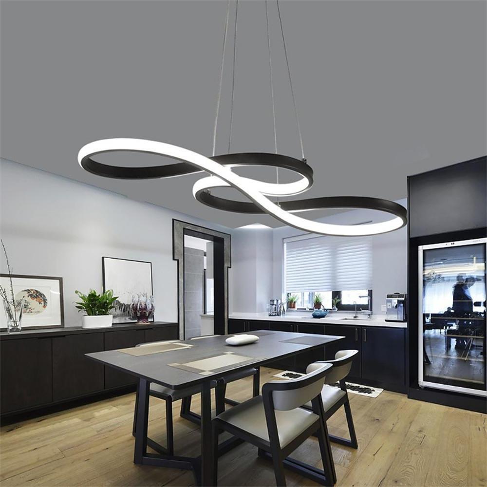 Modern Geometric Wave Chandelier Metal Silica Gel Ceiling Light
