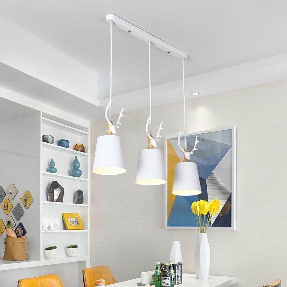 3-Light Antler Metal Pendant Chandelier - Industrial Farmhouse Style