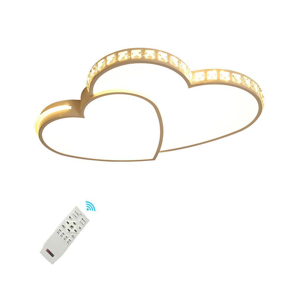 Double Heart Flush Mount Ceiling Light Gold Acrylic Dimmable LED