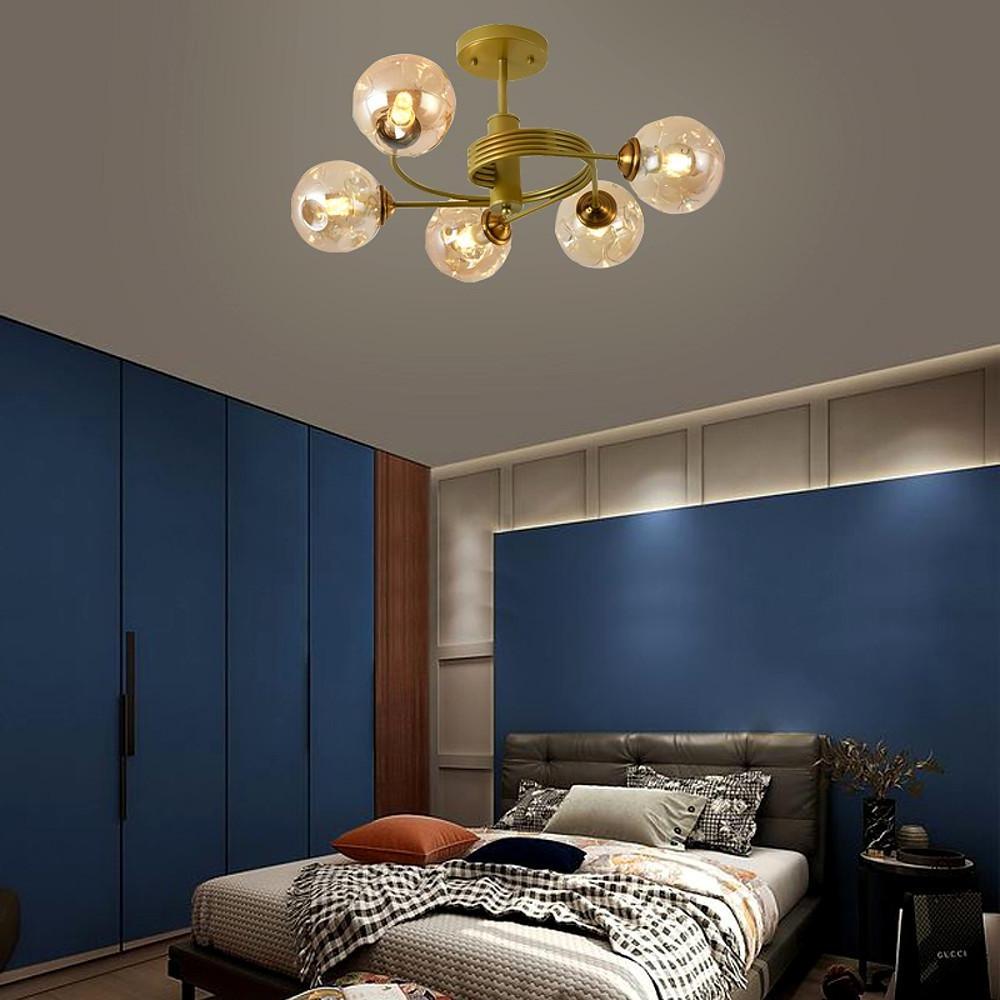 Nordic Sputnik Chandelier 5-Light Metal Glass Globe Pendant