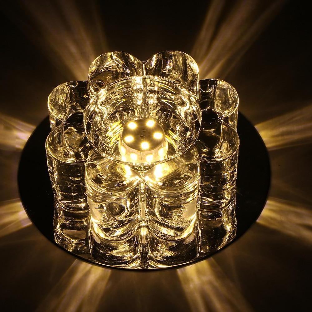 Crystal Flower Flush Mount LED Ceiling Light - Modern Electroplated