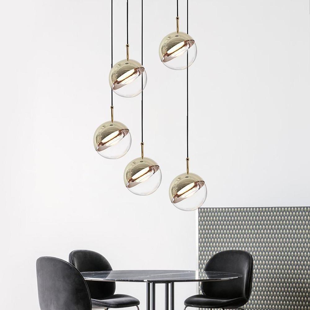 Adjustable Crystal Globe LED Pendant Light - Electroplated Metal