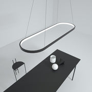 Modern Black Oval LED Pendant Light with Remote Control