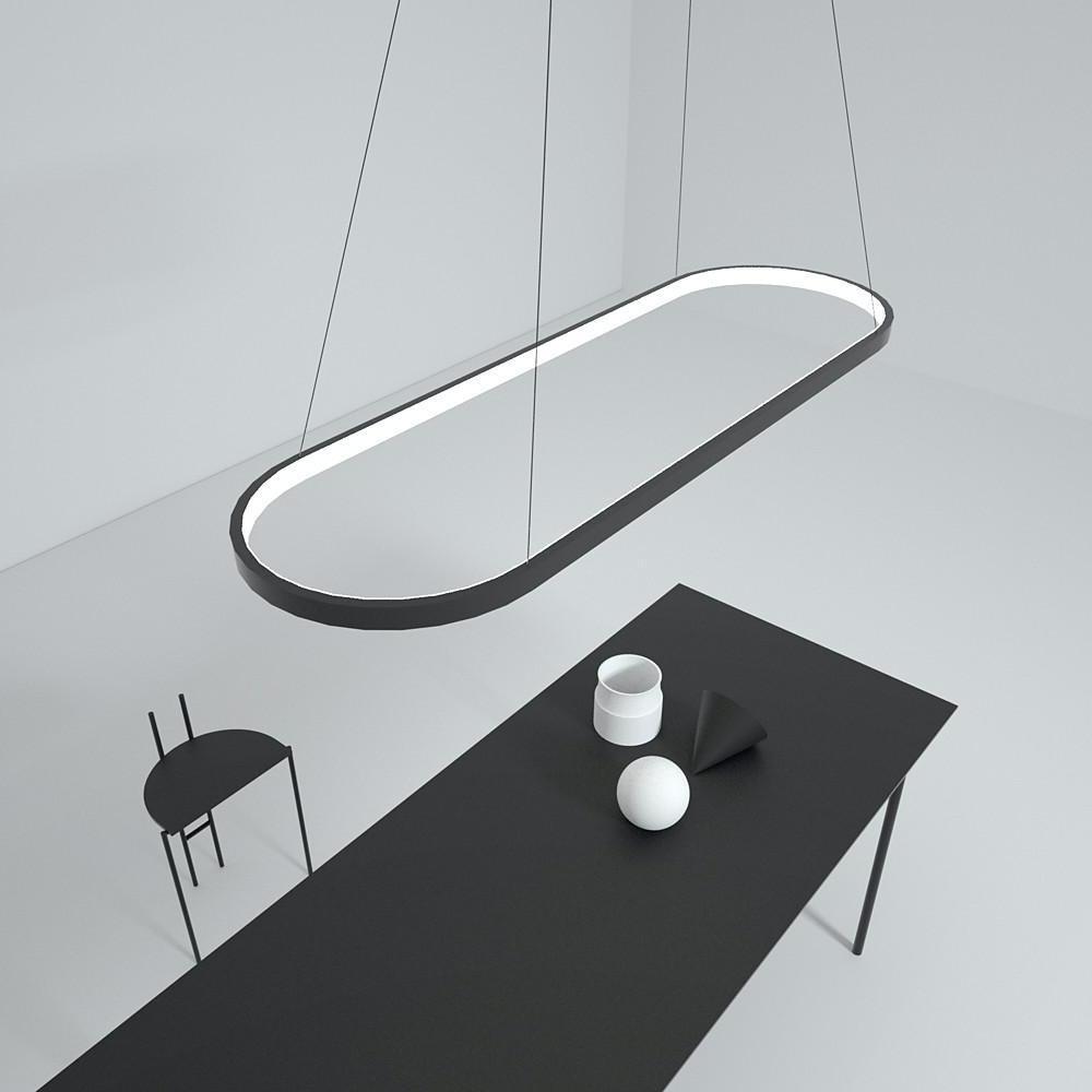 Modern Rounded Rectangle Pendant Light – LED Acrylic & Aluminum