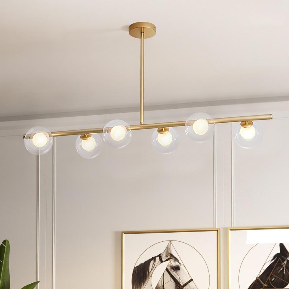 Nordic Glass Sphere Chandelier 6-Light Metal Frame LED Pendant