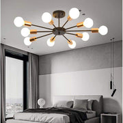 10-Light Circular Electroplated Modern LED Flush Mount Chandelier