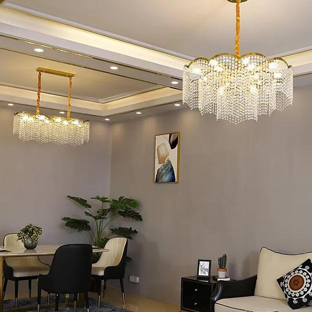 Crystal Lantern Chandelier Modern Electroplated Stainless Steel LED