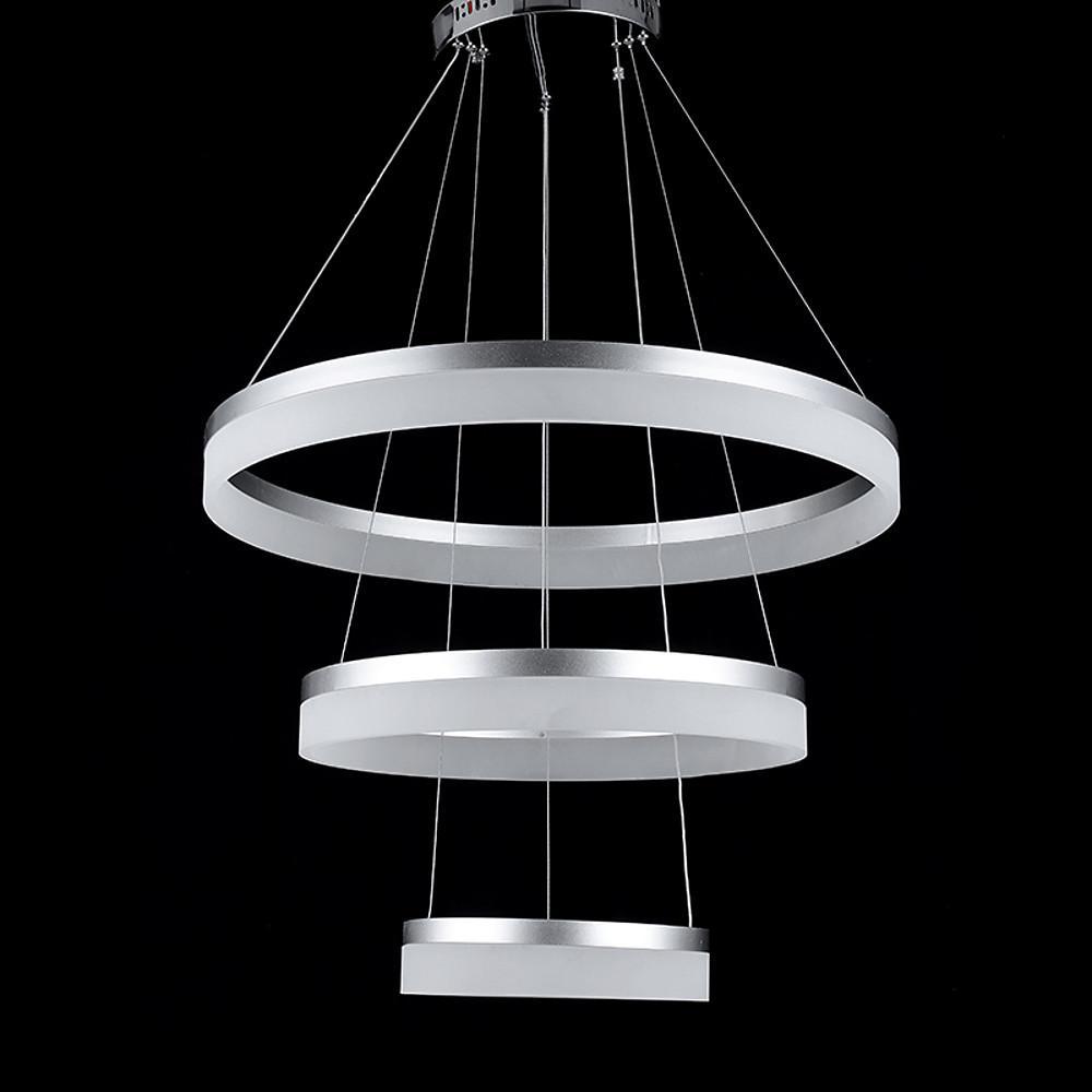 24" Triple Ring Modern Metal Acrylic LED Chandelier