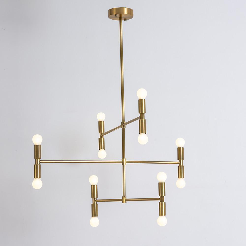 12-Light Adjustable Modern Pendant Light with Electroplated Metal