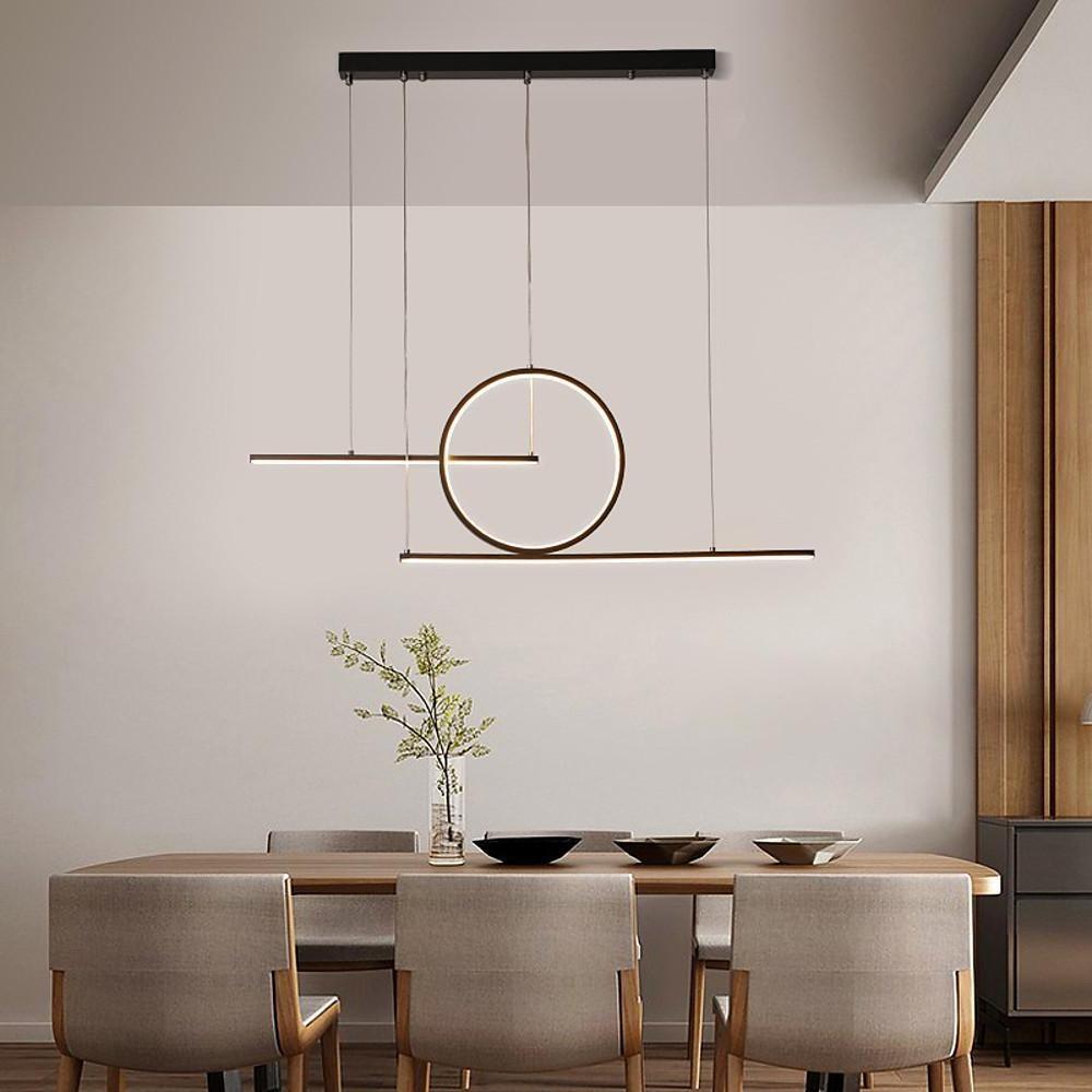 Modern Circular Linear LED Pendant Light Aluminum Dining Room