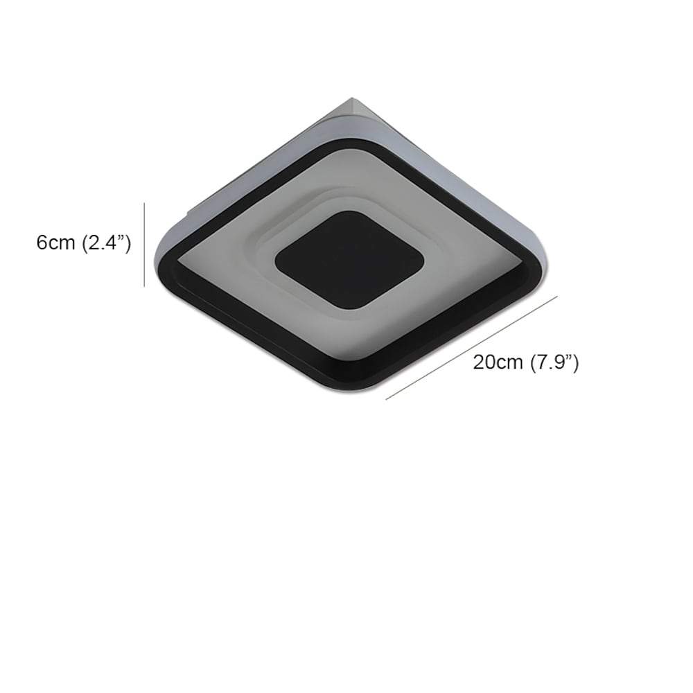 Dual Square LED Black Flush Mount Ceiling Light Modern Minimal