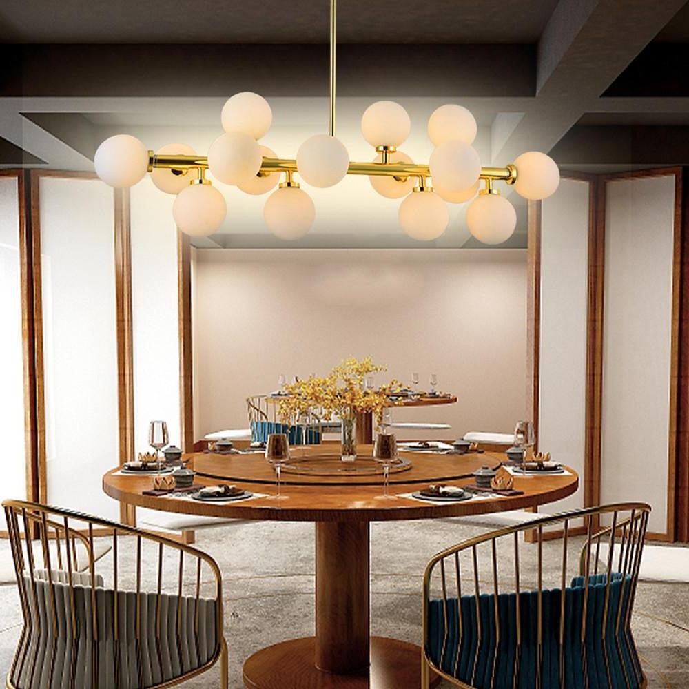 35" Modern Sputnik Chandelier with 16 LED Glass Globe Lights