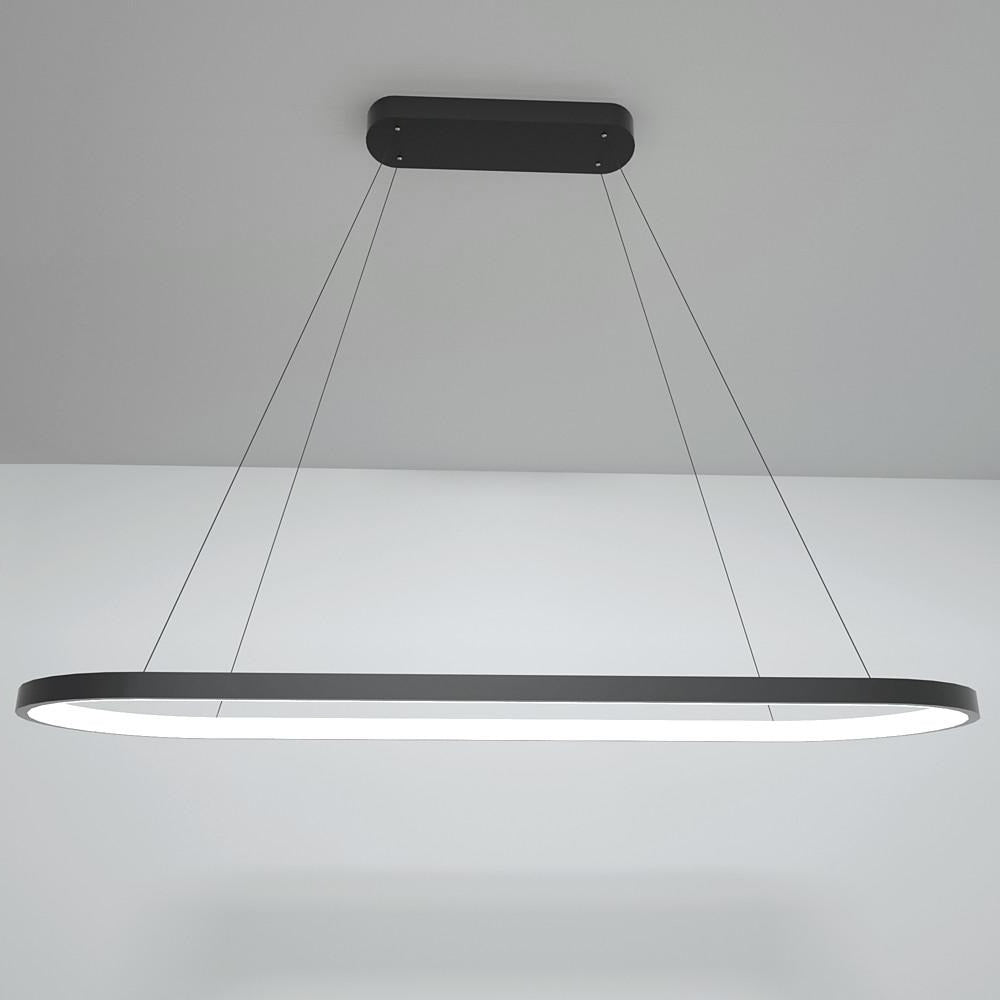 Modern Black Oval LED Pendant Light with Remote Control