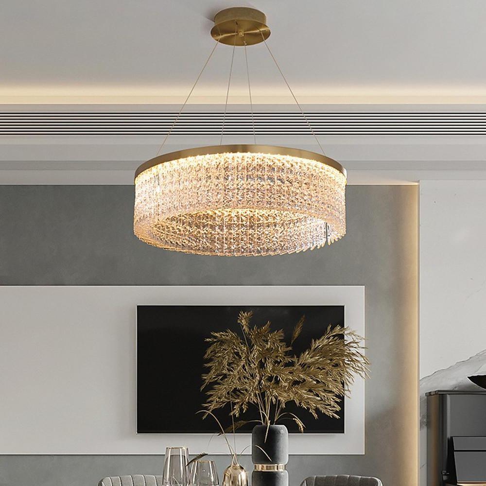 Crystal Glass Drum Pendant Light Modern Luxury Chandelier