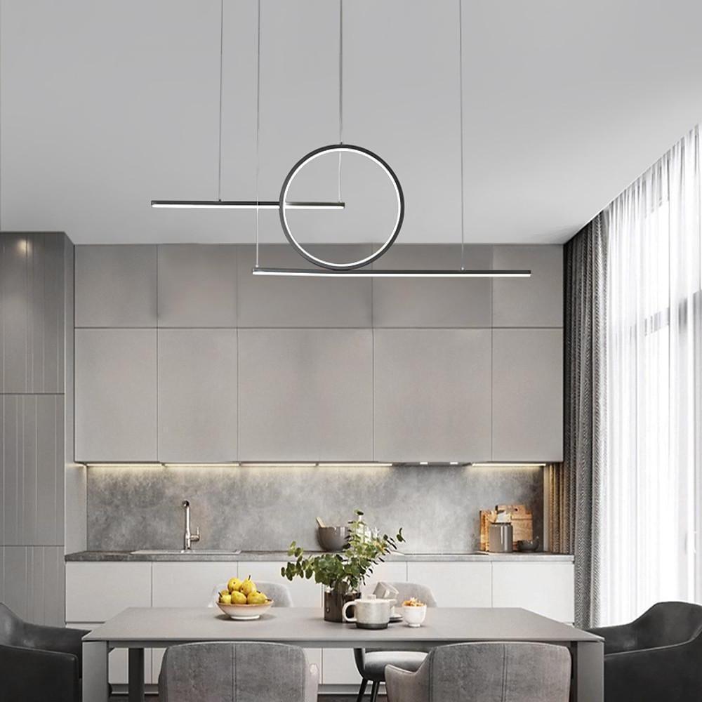 Modern Circular Linear LED Pendant Light Aluminum Dining Room