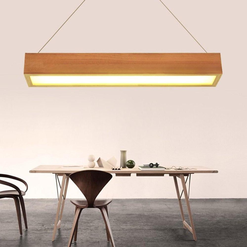 Rectangular Wood Pendant Light Modern Farmhouse Chandelier