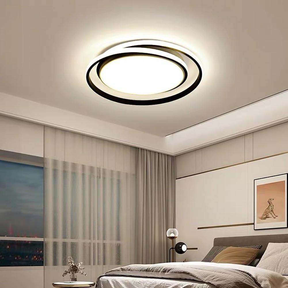 Modern Circular LED Flush Mount Ceiling Light - Black & Gold