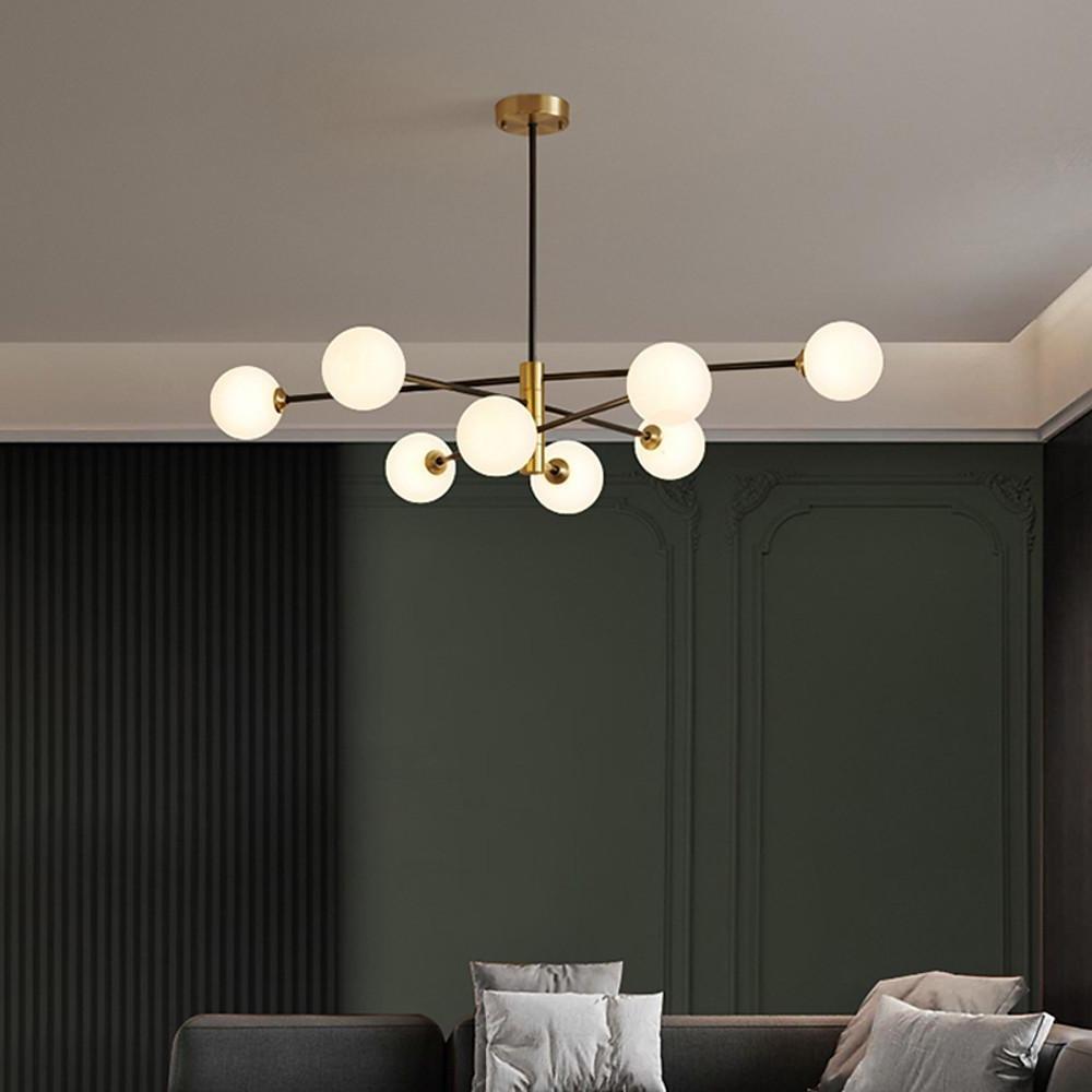 8-Light Geometric Cluster Pendant Light with Glass Globes