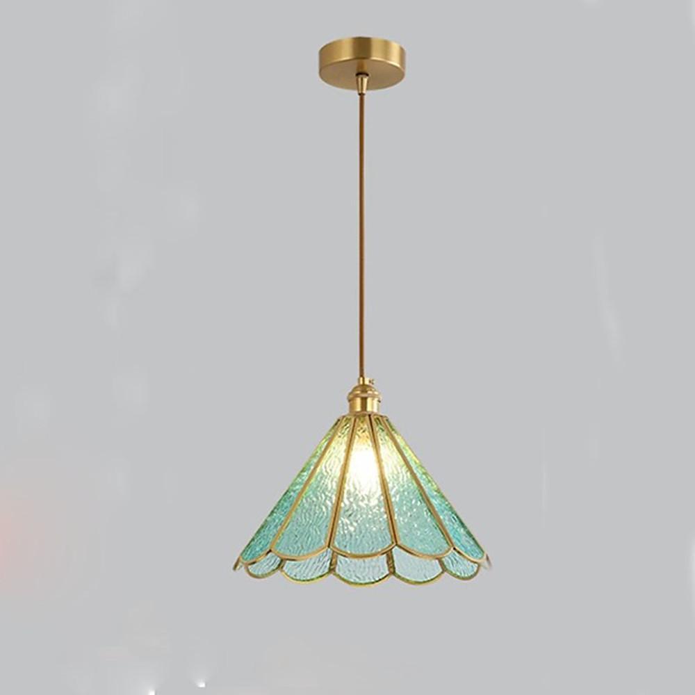 Modern Flower Glass Pendant Light – Brass Finish, LED, 11" Diameter