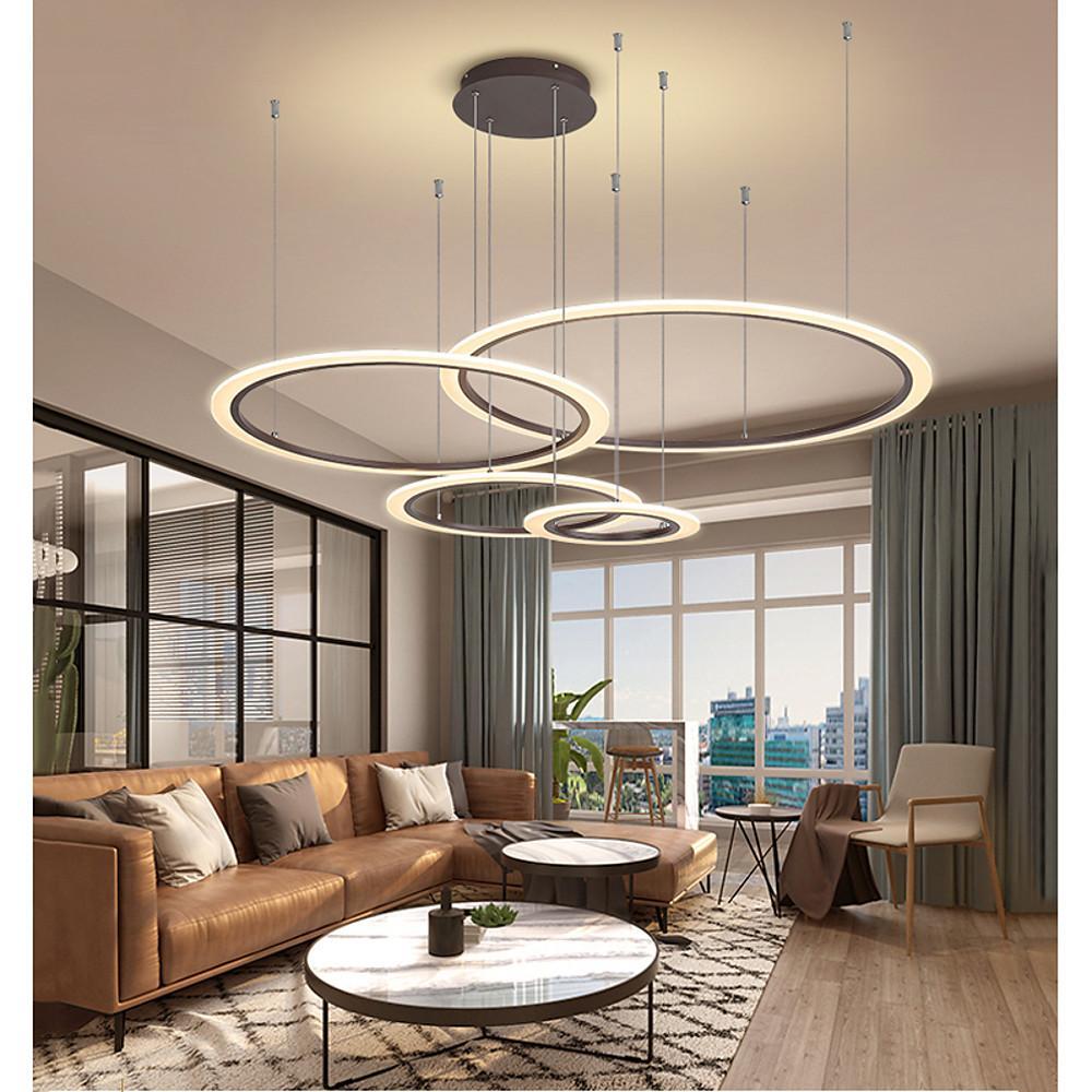 4-Ring Geometric LED Pendant Light Modern Ceiling Chandelier