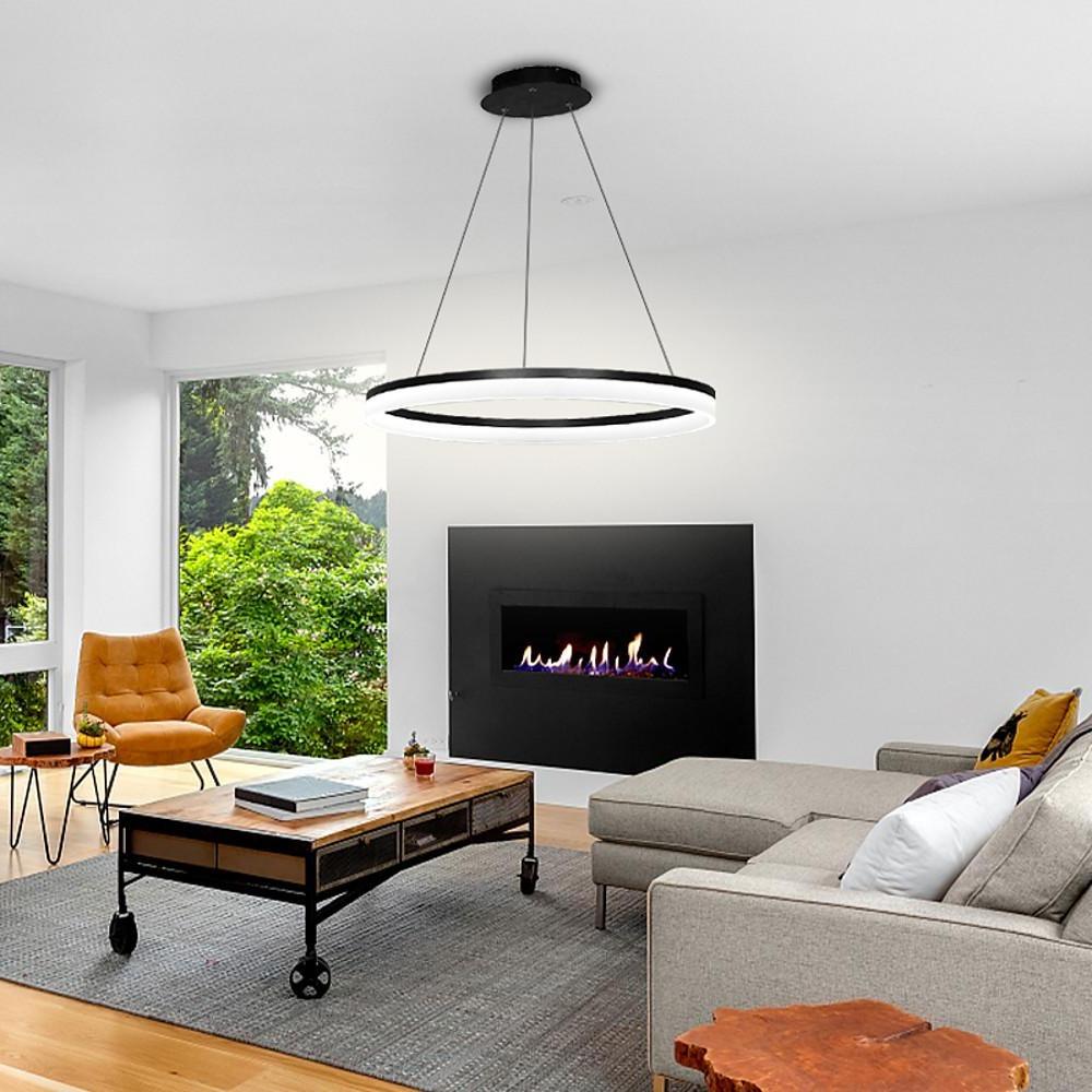 Modern Circular LED Pendant Light Aluminum Acrylic Island Lighting