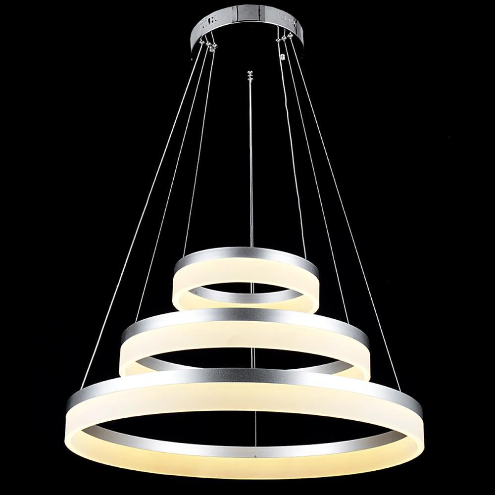 24" Triple Ring Modern Metal Acrylic LED Chandelier