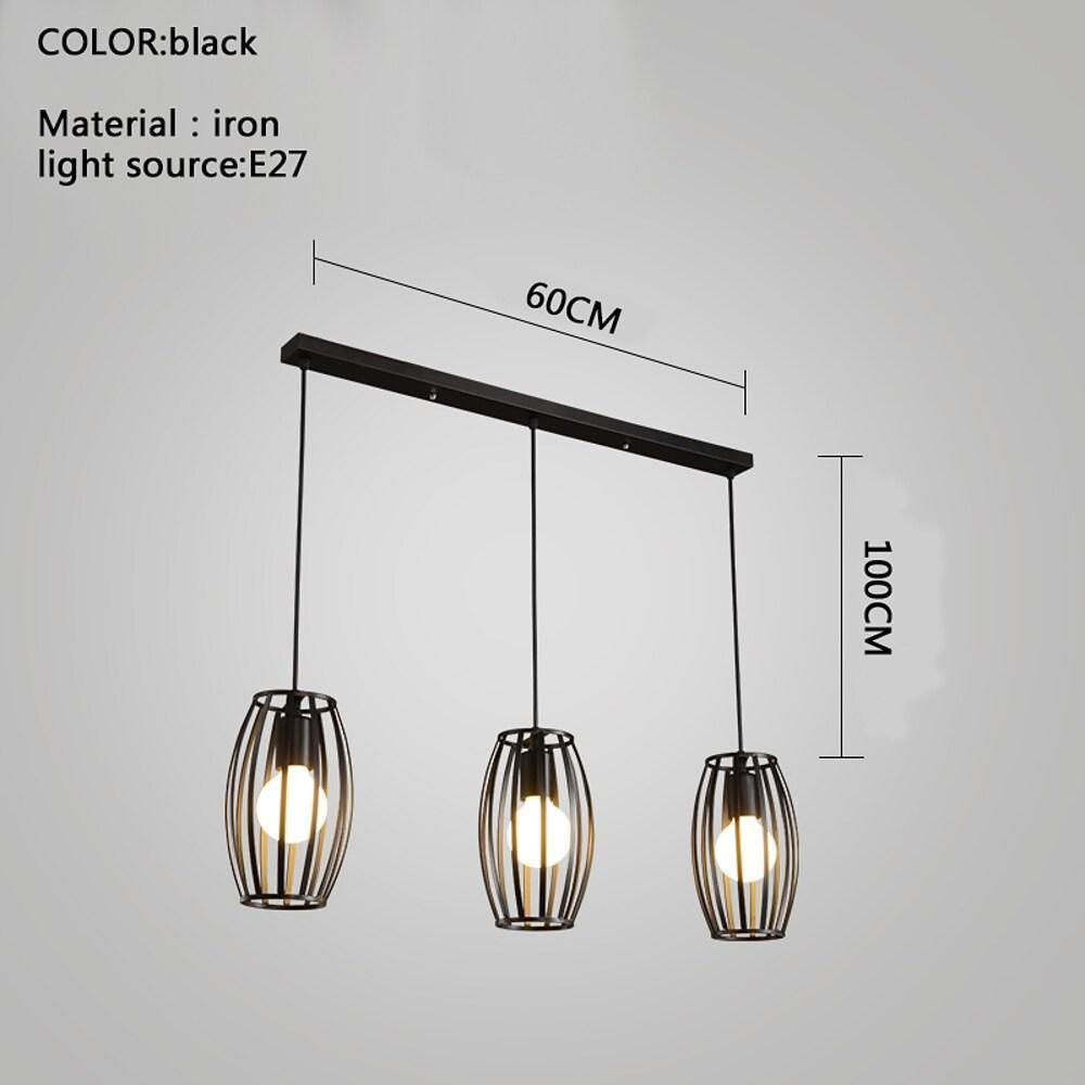 Geometric Black Metal LED Pendant Light – Adjustable Industrial