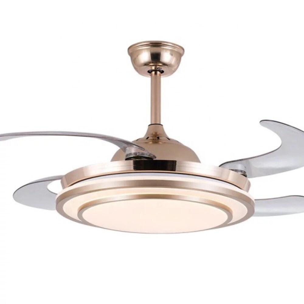 Retractable Blade LED Ceiling Fan with Gold Finish