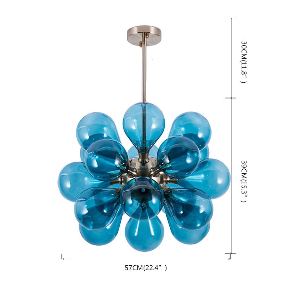 Retro Glass Globe Chandelier with 18 LED Bulbs - Modern Ambient Light