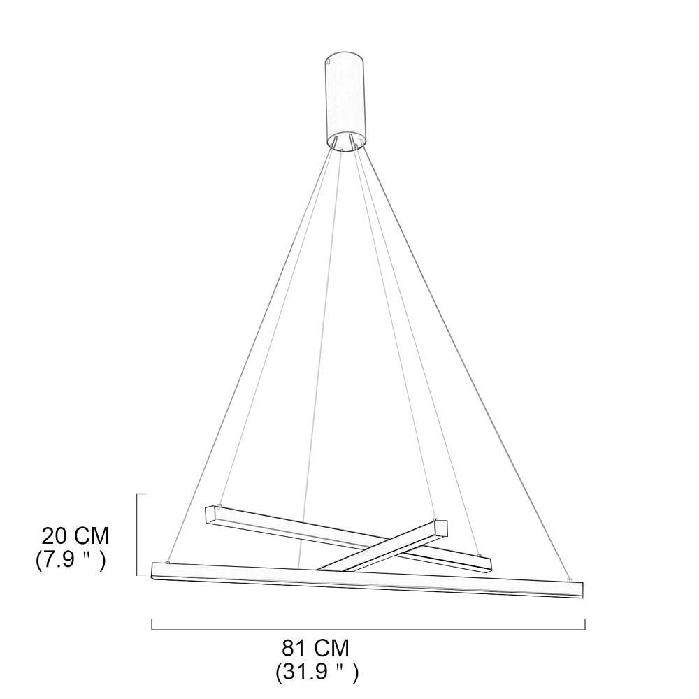 Modern Linear Chandelier – 3-Light Gold Aluminum Ceiling Light