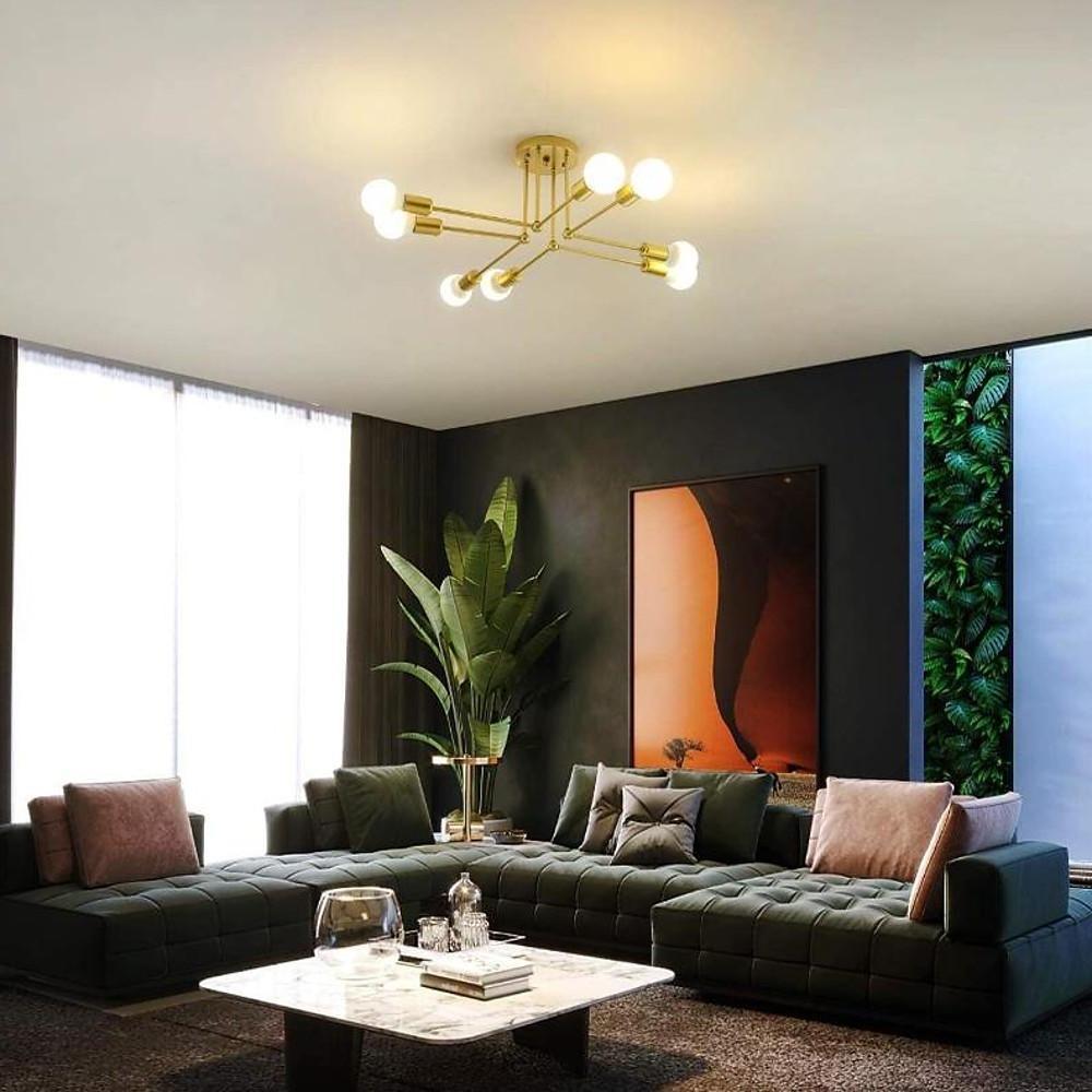 8-Light Modern Sputnik Semi Flush Metal Chandelier