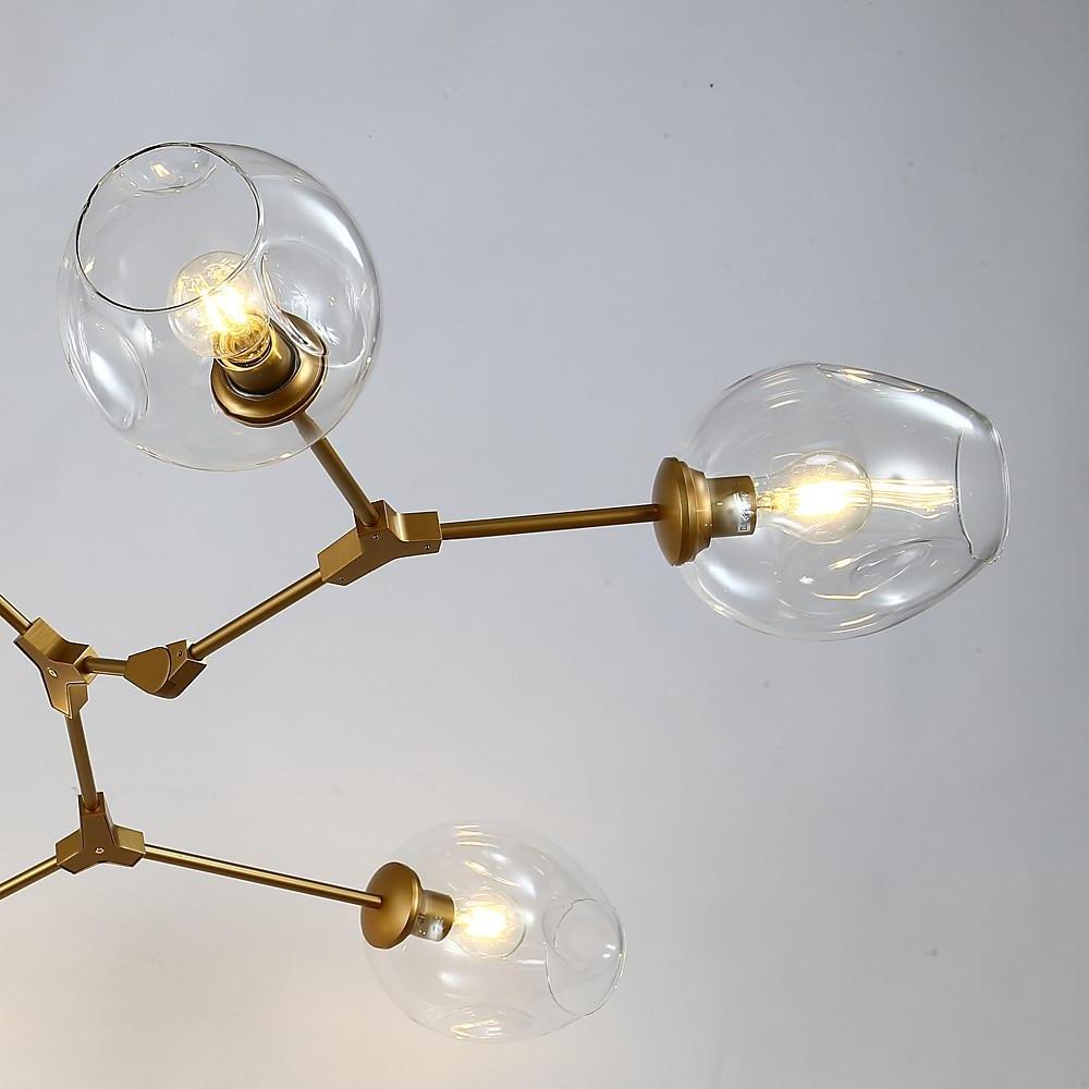 Modern Sputnik Glass Chandelier with 3 LED Lights - Amber & Clear