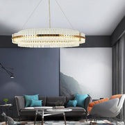 Crystal Chandelier Gold Finish LED Ceiling Light Round Design
