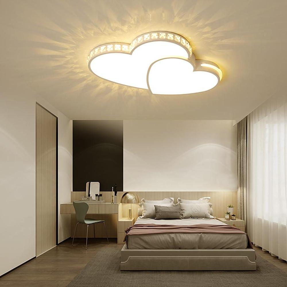 Double Heart Flush Mount Ceiling Light Gold Acrylic Dimmable LED