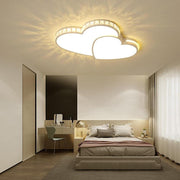 Double Heart Flush Mount Ceiling Light Gold Acrylic Dimmable LED