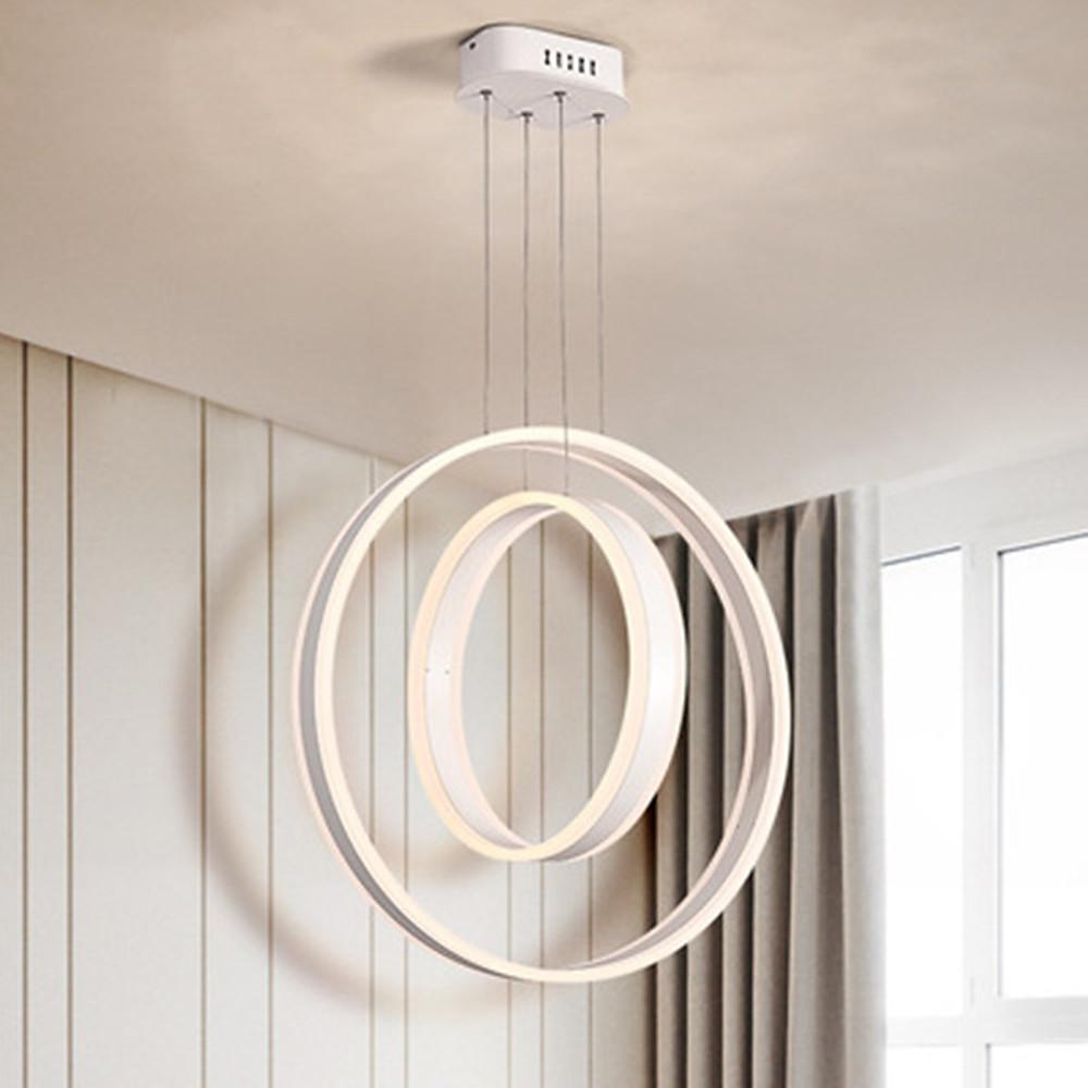 Twin Circle LED Pendant Light - Modern Geometric Aluminum Chandelier