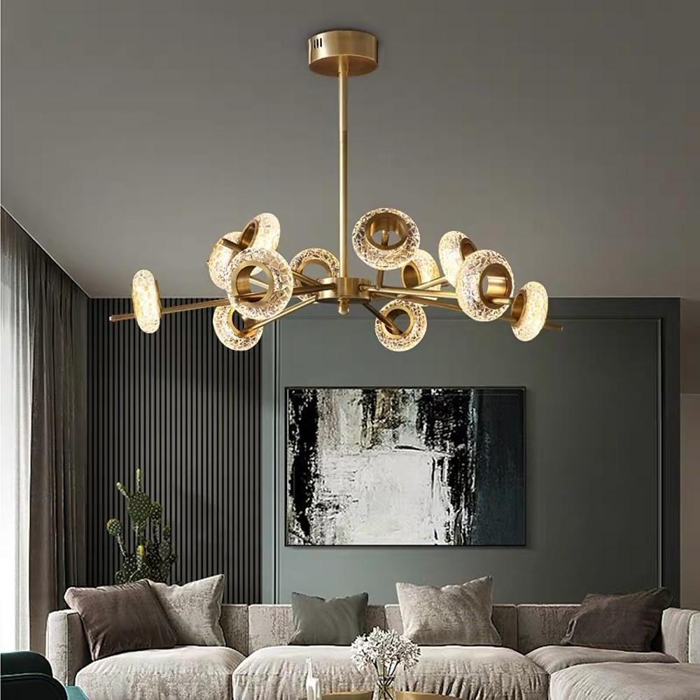 Modern Crystal Sputnik LED Chandelier Gold Electroplated Finish