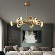 Modern Crystal Sputnik LED Chandelier Gold Electroplated Finish