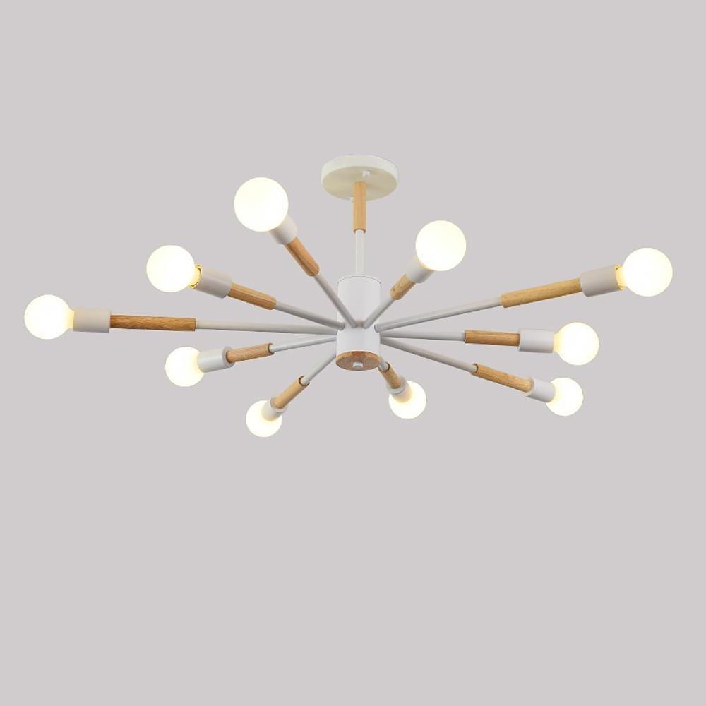 10-Light Nordic Flush Mount Ceiling Chandelier - Metal Finish