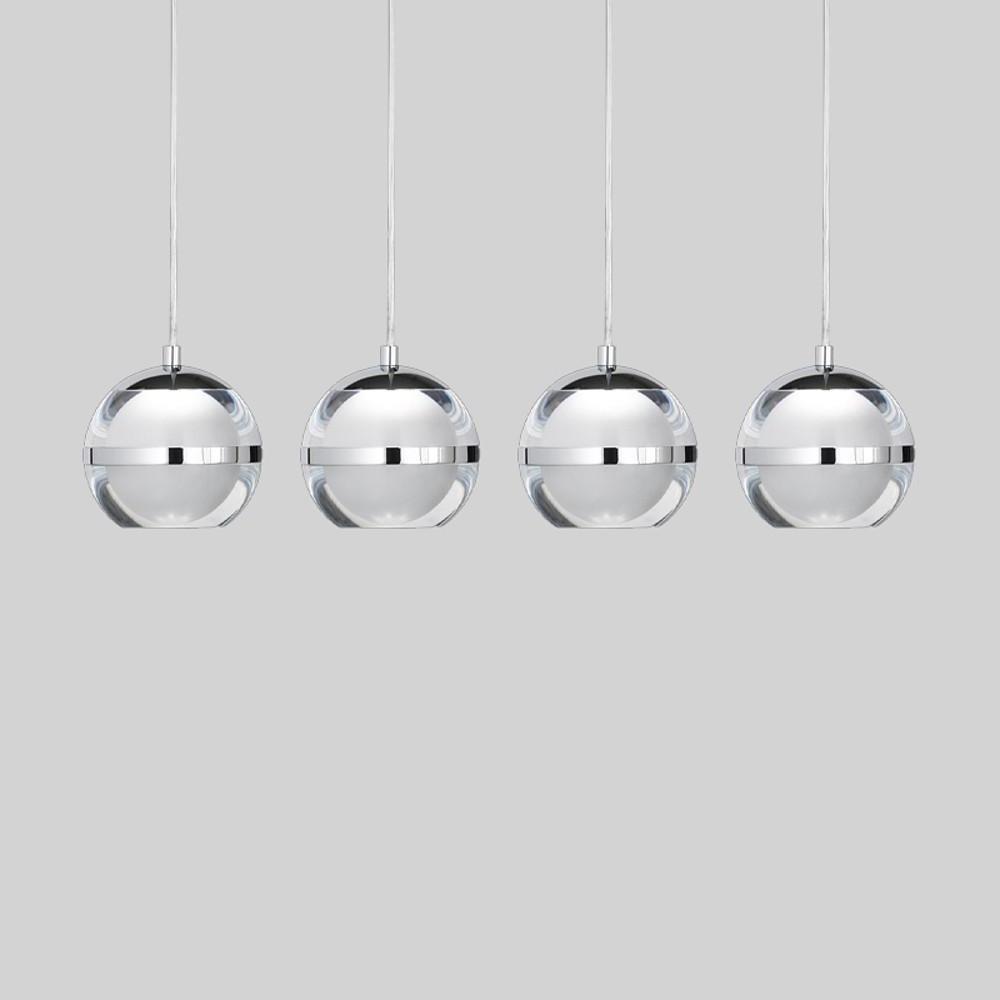 Modern Spherical Acrylic Pendant Light with LED Chrome Finish