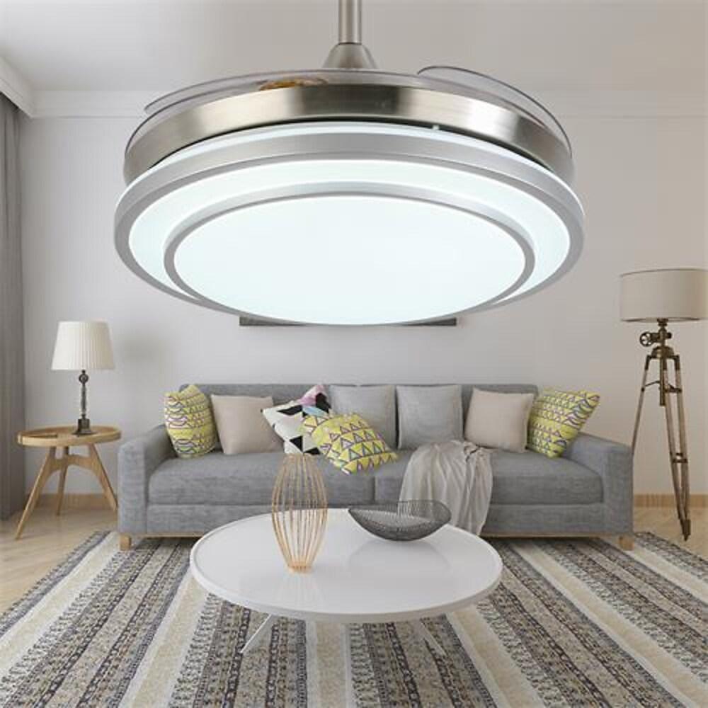Retractable Blade LED Ceiling Fan with Gold Finish